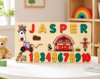 Personalized Farm Name Puzzle, 1 Year Old Birthday Gifts Boy, Custom Toddler Puzzle, Personalized Puzzles for Kids, Farm 2nd Birthday Gifts