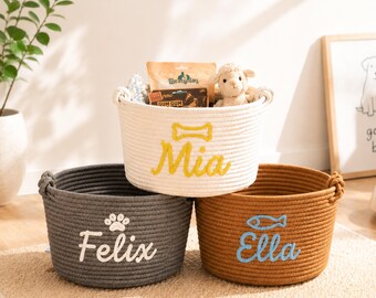 Personalized Baby Shower Gift Basket, Rope Cotton Baby Gift Basket, Baby Gift Basket, Toy Basket, Newborn Gift, Baby Name Gift