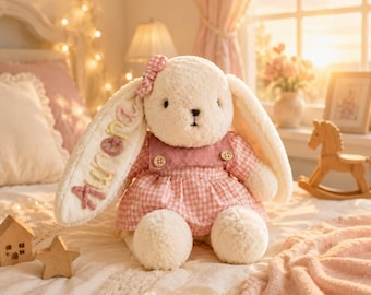 Personalized Newborn Keepsake Bunny Plush,Custom Name Rabbit Stuffed Animal,Baby Shower Gift,New Baby Lovey