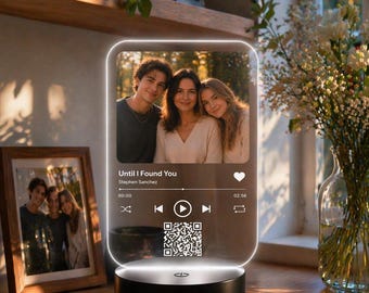 Lámpara de noche con foto y nombre musical, regalo personalizado para niñera, póster de canciones de acrílico, regalo para padres