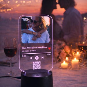 1 Year Anniversary Gift for Boyfriend, Personalized Song Plaque with Photo, Acrylic Music Plaque, Custom Photo Plaque