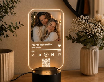 Kundenspezifische LED-Musikfoto-Plakette Nachtlicht, Schwiegertochter Geschenk, Mutter Geburtstagsgeschenk