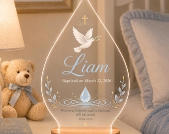 Gepersonaliseerde doopplaat, babynachtlampje met naam, doopcadeau, doopcadeau jongen