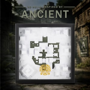 Rilievo 3D antico / Mappa da parete per videogiochi / Decorazione topografica ispirata agli sparatutto in prima persona / Decorazione per la casa / Regalo per giocatori