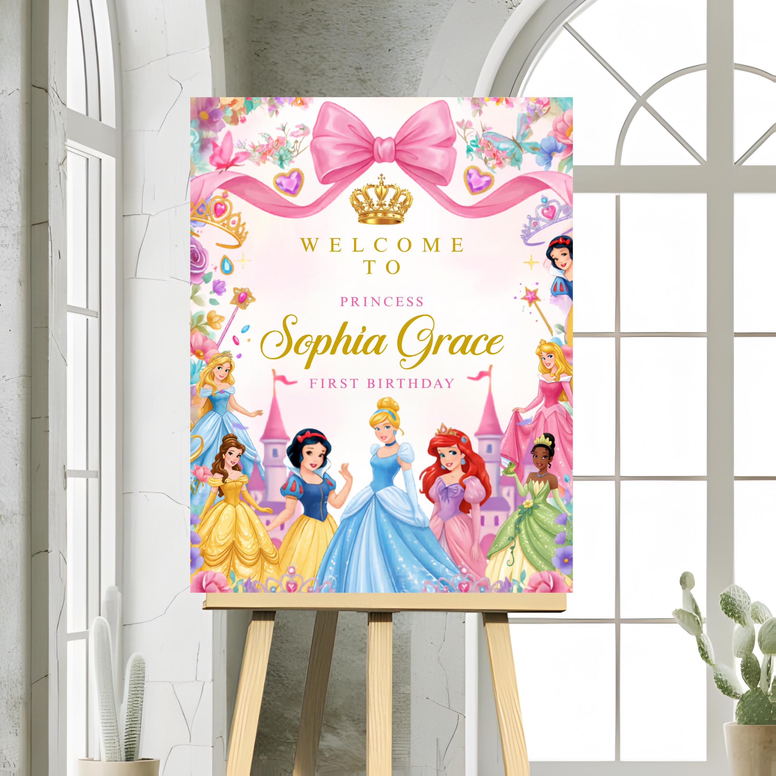 Welcome Princesses Princesses Birthday Welcome Sign Template | Editable Printable Party ...