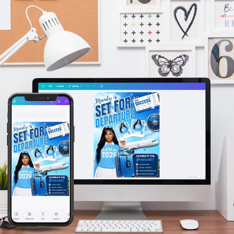 Flight Themed Graduation Flyer Template, Going Places Grad Invite, Class of 2026 Travel Graduation, Canva Editable Grad Party Flyer