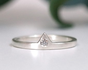 Peak Diamond Mountain Ring, Sterling Silver Nature Ring, Gift for Her