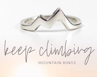 Mountain Ring Sterling Silver, Mountain Jewelry, Nature Ring, Gift for Her, Polish Finish