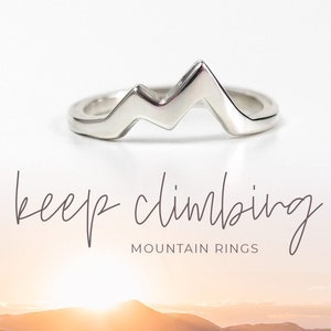 Mountain Ring Sterling Silver, Mountain Jewelry, Nature Ring, Gift for Her, Polish Finish image 1