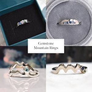 AANBETALING*** edelsteen aangepaste bergring, sterlingzilveren ring, natuurring, cadeau voor haar