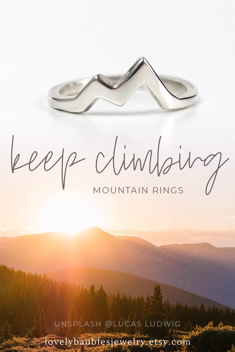 Mountain Ring Sterling Silver, Mountain Jewelry, Nature Ring, Gift for Her, Polish Finish image 1