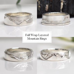 Full Wrap-around Layered Custom Mountain Ring, Design Your Own Ring, Sterling Silver Ring, Mountain Wedding Band