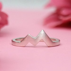Mountain Ring Sterling Silver, Mountain Jewelry, Nature Ring, Gift for Her, Brush Finish