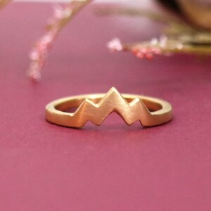 Gold Triple Peak Mountain Ring, 14k Gold Ring, Nature Ring