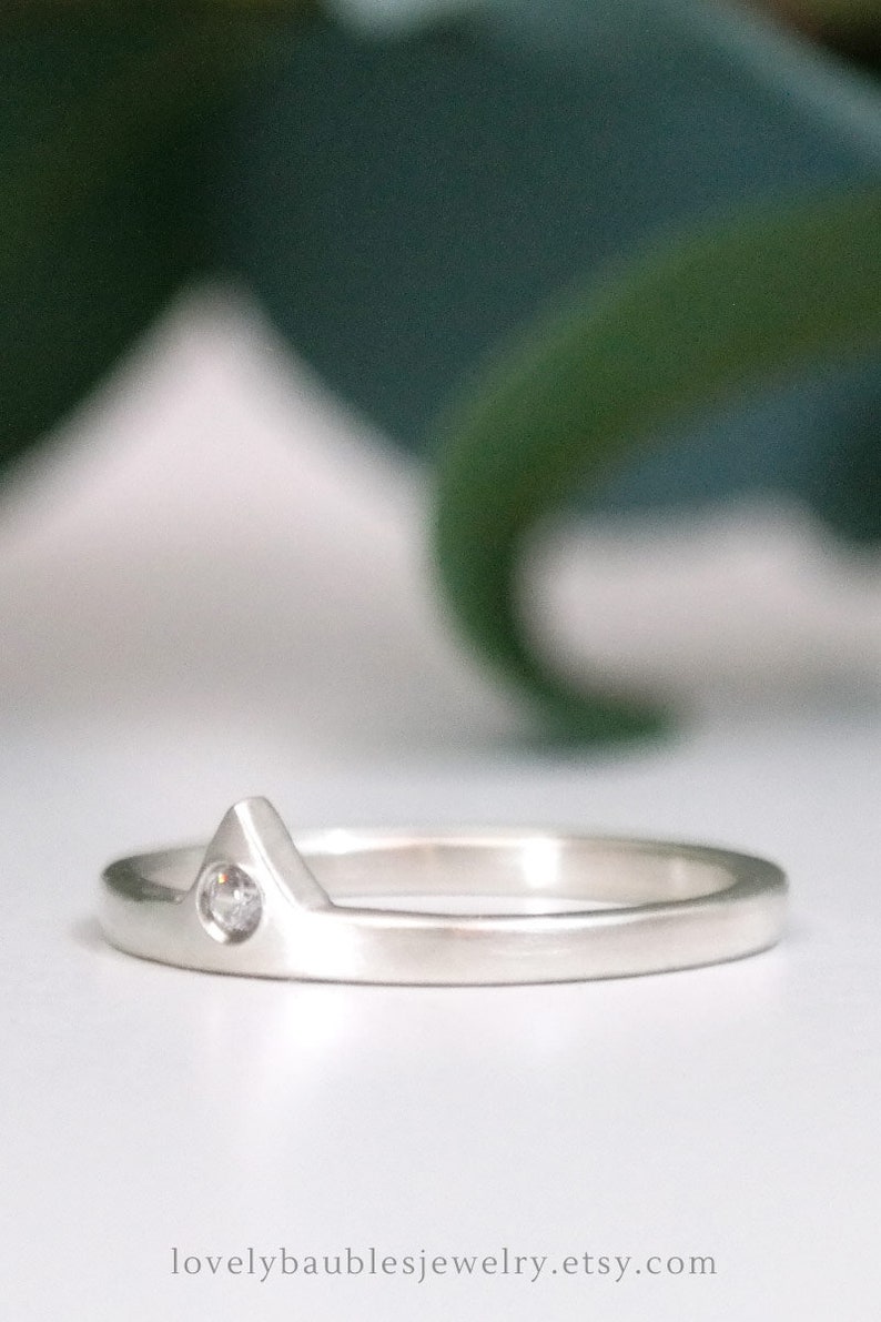 Peak Diamond Mountain Ring, Sterling Silver Nature Ring, Gift for Her image 3