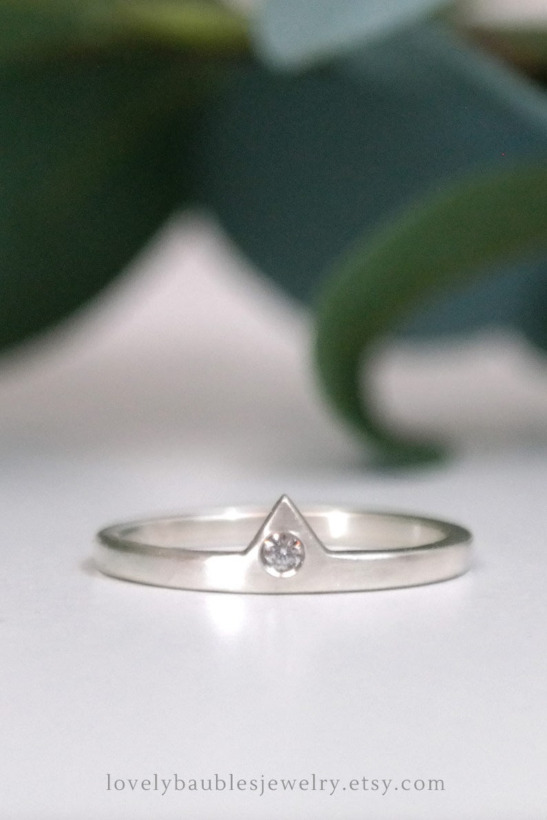 Peak Diamond Mountain Ring, Sterling Silver Nature Ring, Gift for Her image 1