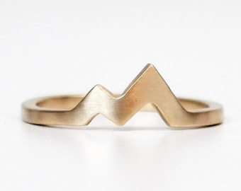 Gold Mountain Ring, 14K Yellow Gold Ring, Nature Ring, Gift for Her