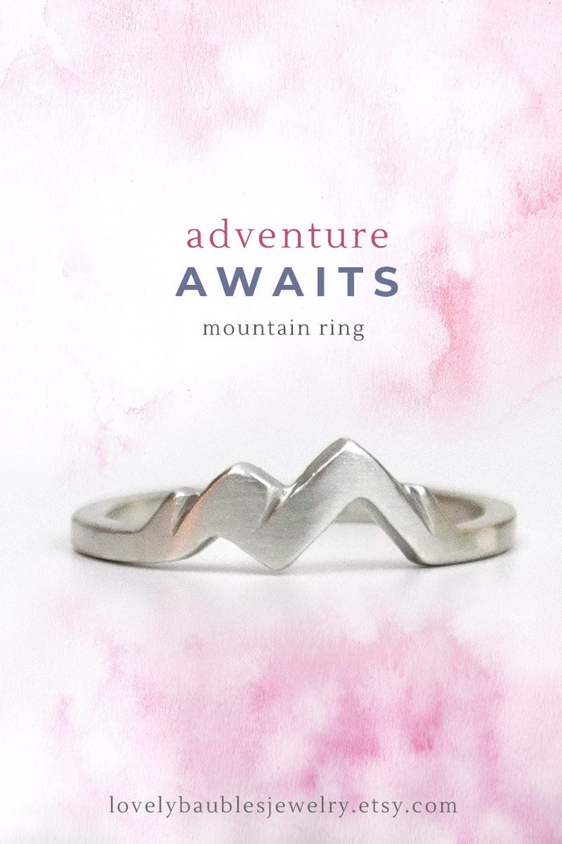 Adventure Awaits Mountain Ring, Nature Ring, Mountain Jewelry, Polish Finish image 3