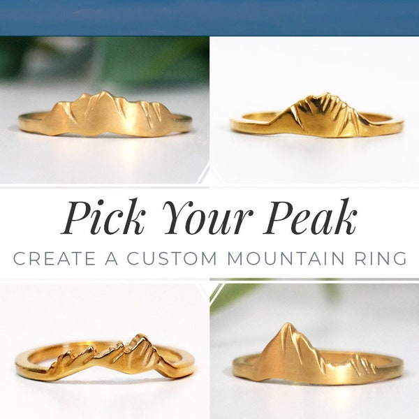 DEPOSIT for Gold Custom Mountain Ring, Design Your Own Ring, Polish Finish