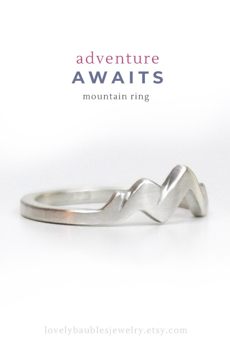 Adventure Awaits Mountain Ring, Nature Ring, Mountain Jewelry, Polish Finish image 7