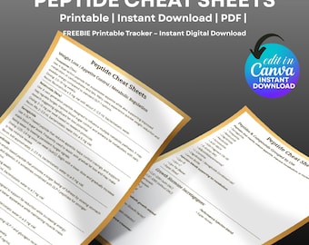 Peptide Cheat Sheet, Canva Template (PDF Download)