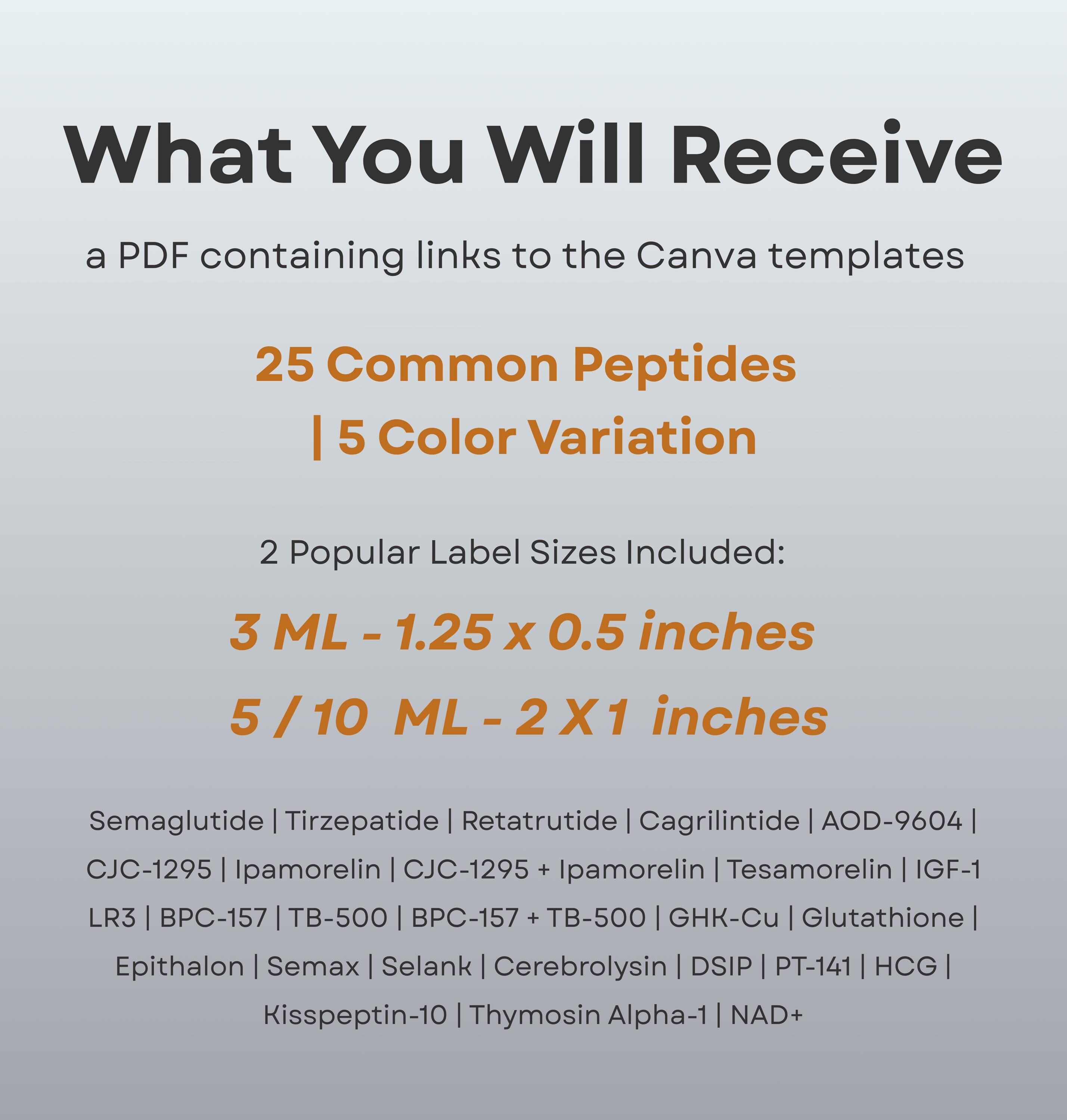 Peptide Vial Label Template, Custom Peptide Labels 3ml,5ml,10ml ...