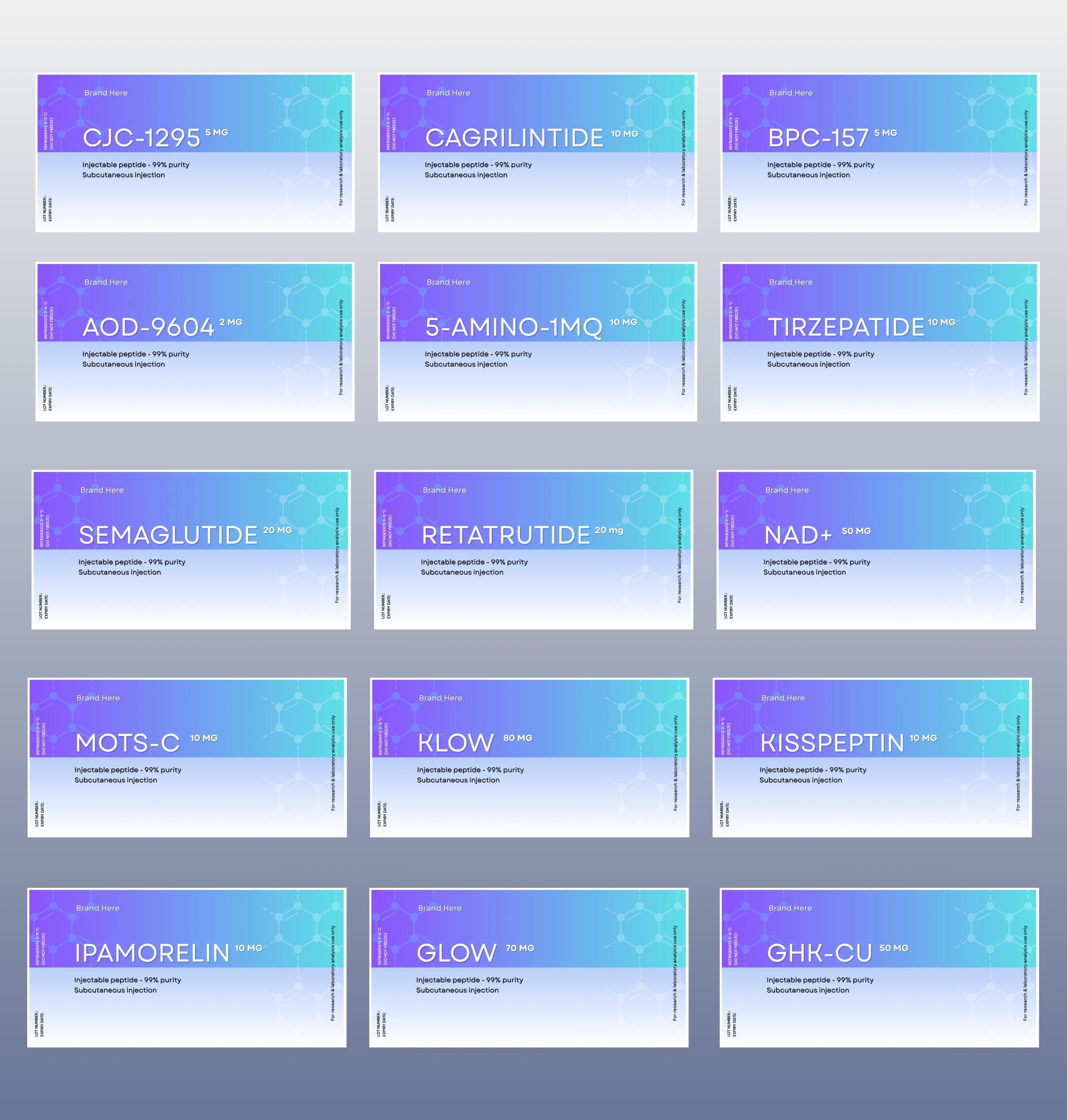 Peptide Pen Label Template, Canva Editable, 15 Injection Pen Label ...