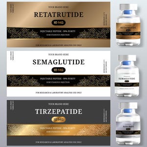 Peptide Vial Label Template, Custom Peptide Labels 3ml,5ml,10ml Editable Peptide Label Printable, Peptide Canva Template, Digital Download