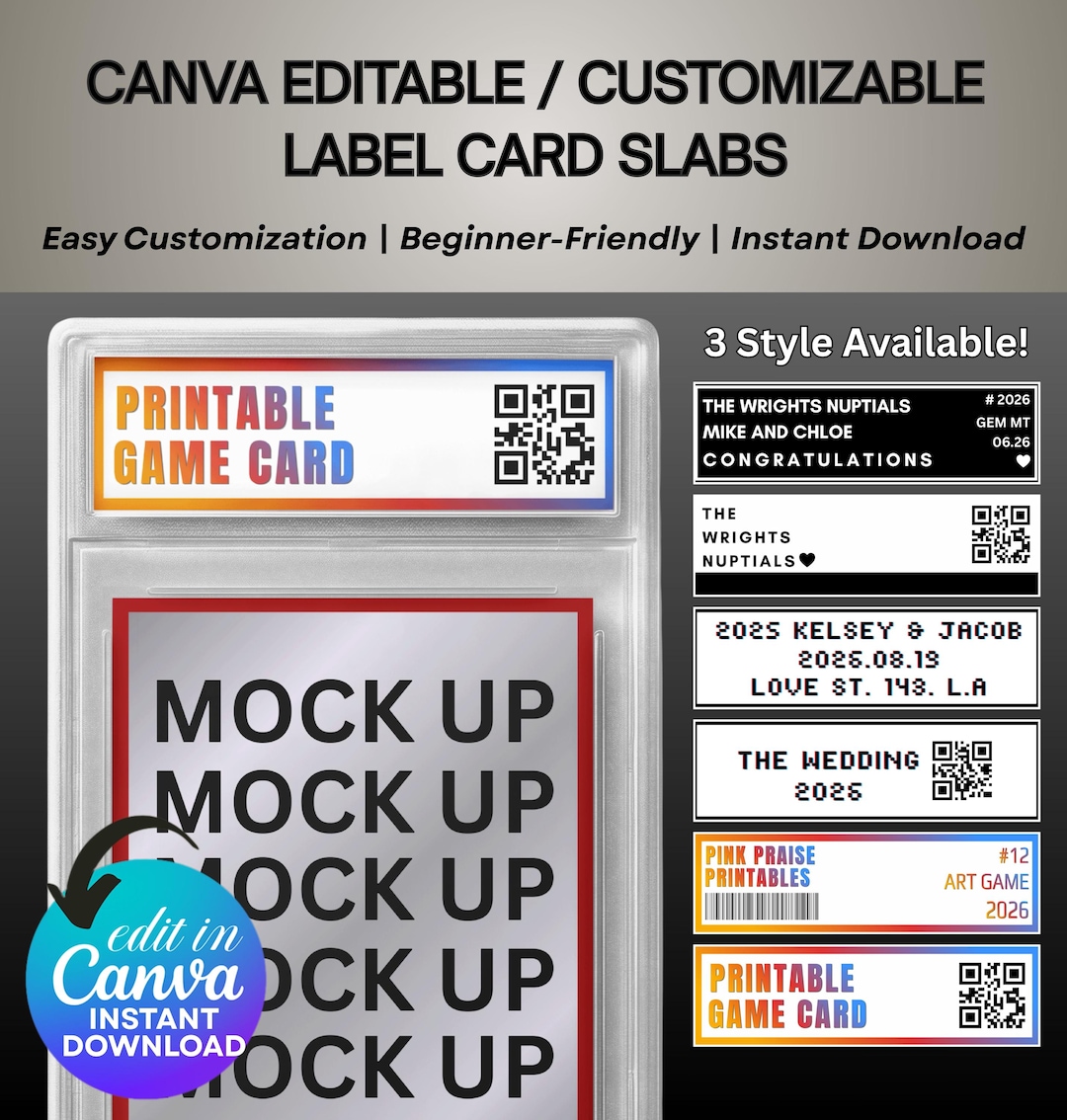 Slab Pack Labels Card Slabs Customizable Labels, Custom Graded Card Slab Label | PSA ...