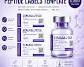Peptide Vial Label Template, Editable Labels Template Printable, Retatrutide Printable, DIY Canva Templates, 3 Sizes Vial, Digital Download