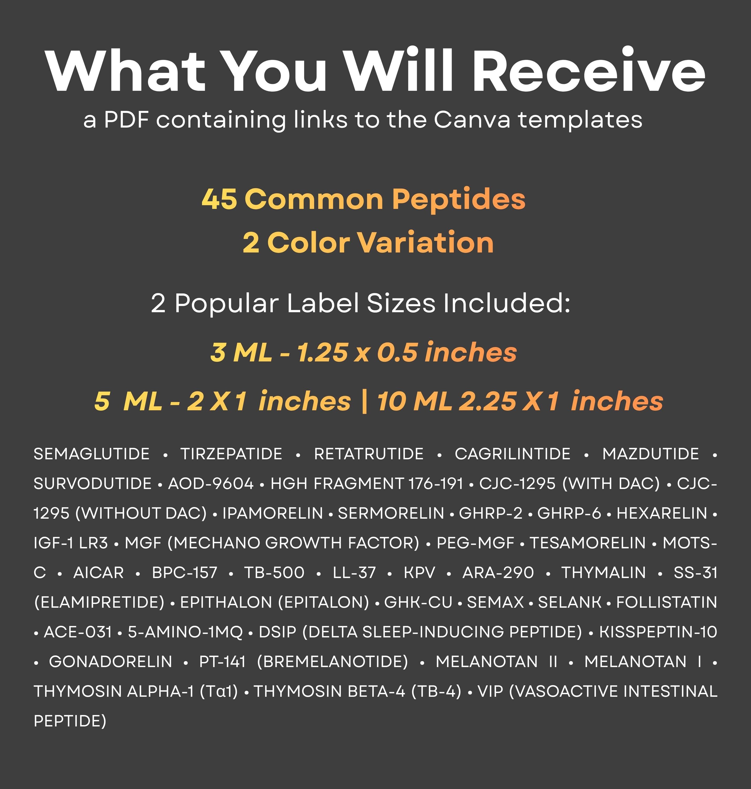 Peptide Vial Label Template, Custom Peptide Labels, Editable Peptide ...