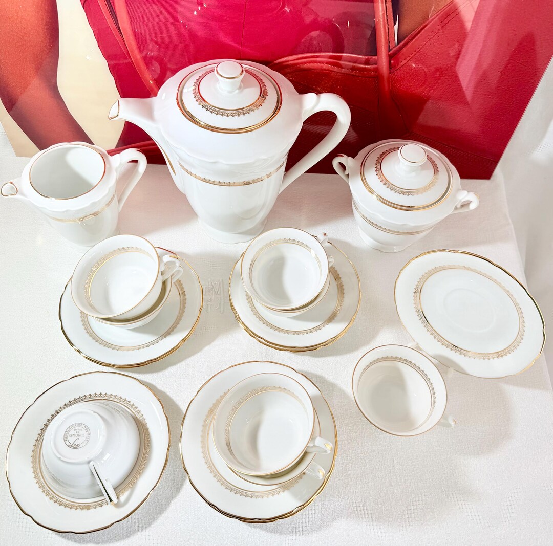 Vintage Limoges Porcelain Coffee Set – Elegant French Tea Service With ...