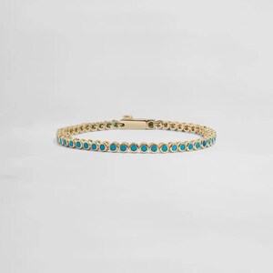 Sterlingzilveren turkoois tennisarmband, sierlijke sieraden met ring