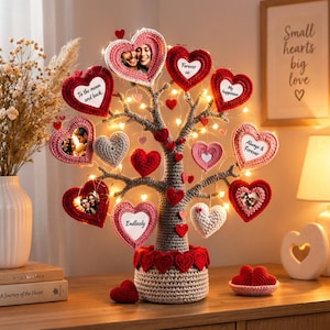 Crochet Heart Tree Pattern PDF, Love Tree Crochet Pattern, Heart Photo Frame, Family Tree Decor, Memory Tree, Amigurumi Crochet Pattern