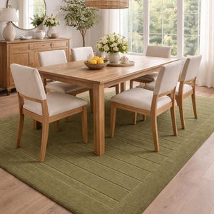 Luxury Olive Green Hand Tufted Rug, Modern Minimalist Wool Carpet, Large Living Room Area Rug, Textured Solid Designer Rug, Handmade Home Decor