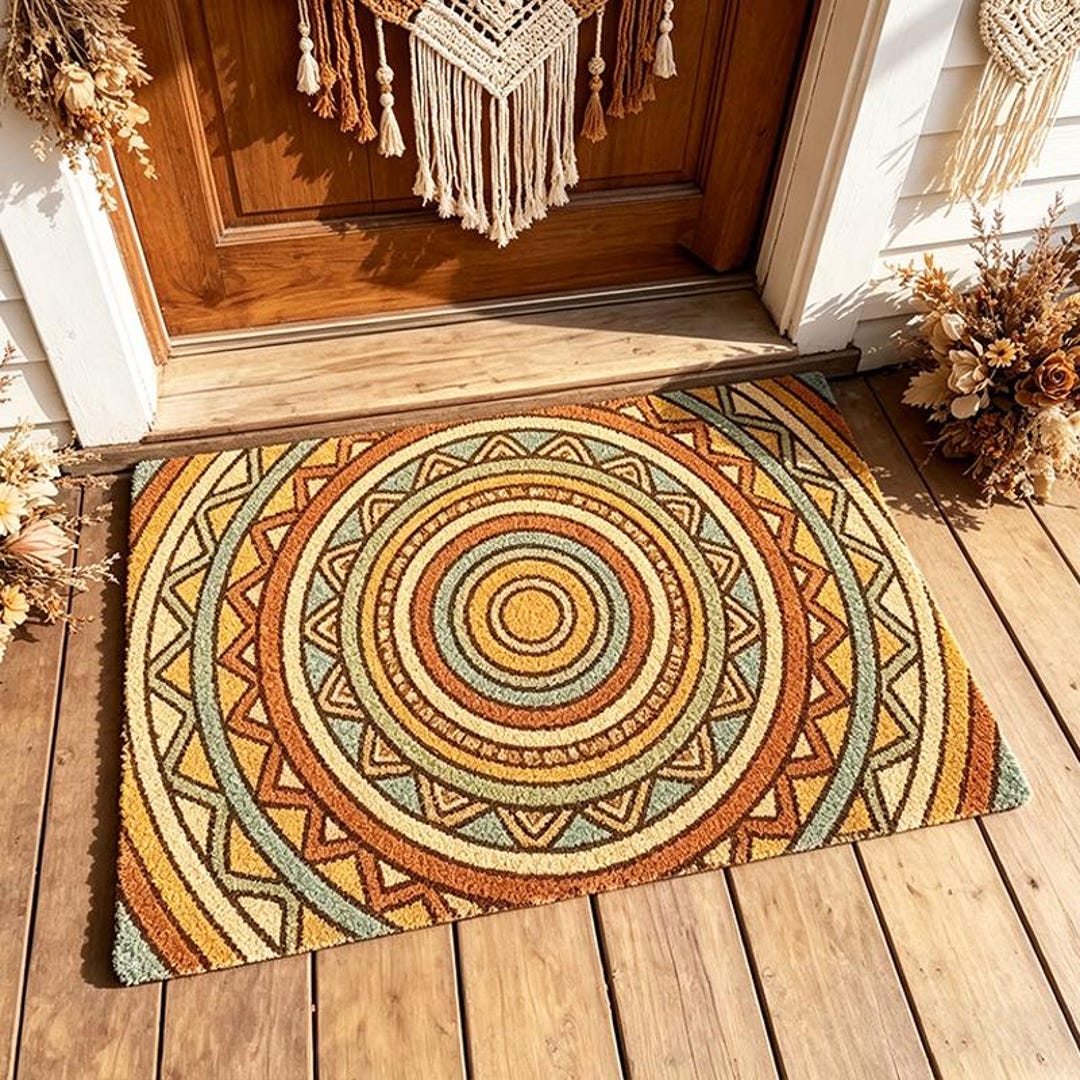 Mandala Welcome Mat,boho Aztec Sun Doormat,personalized Southwest ...