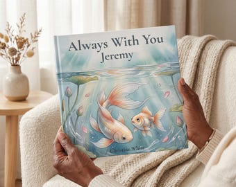 Personalized Photo Book: Watercolor Gold Fish, Keepsake for Kids, Birthday Gift for Grandchild Niece Nephew, Baby Shower, Bedtime Story