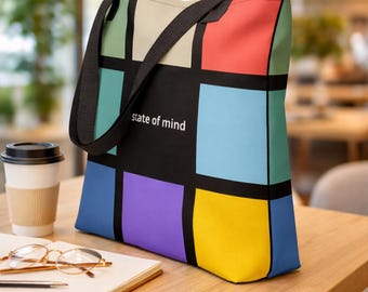Coffee Tote Bag – Minimalist Everyday Bag – Reusable Shopping Bag – Aesthetic Design – Gift for Coffee Lover – BrainMood Colors