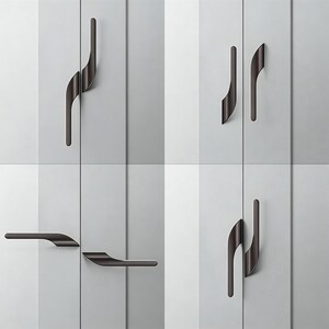 Gold Accent Modern Cabinet Pull, Gray Minimalist Drawer Handle