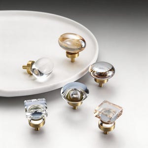 Eiförmiger Schrankknopf aus Messing Kristall, Schubladenknauf in Champagner-Gold