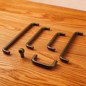 Brass Black Nickel Furniture Pull, Gray Minimalist Drawer Handle, French Style Hardware For Wardrobe