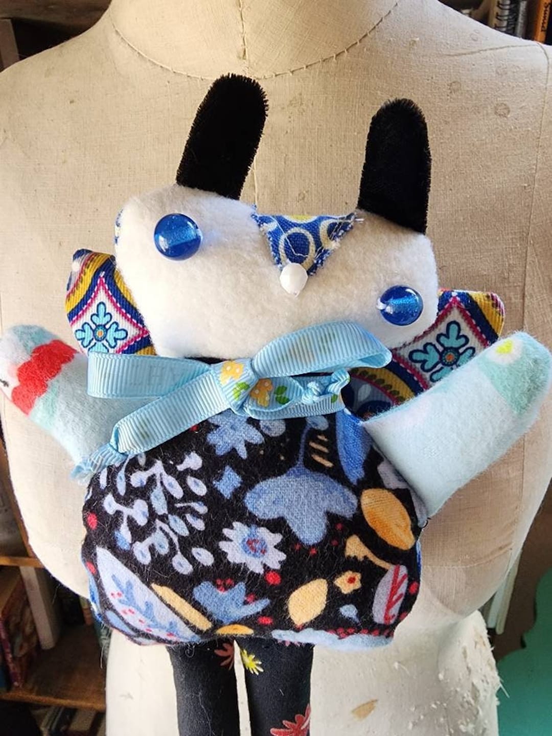 Blue Bug Textile Art Insect Plush Vintage Inspired Butterfly Beatle ...