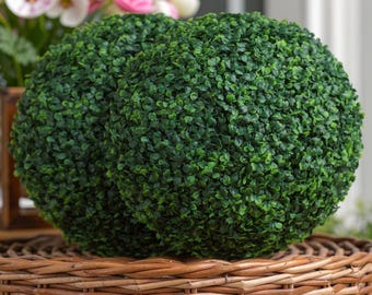 2 Pack Artificial Boxwood Topiary Balls | 15.7" UV Resistant Faux Greenery
