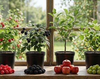 4 Live Fruit Plant Seedlings | Jam & Jelly Garden Starter Kit