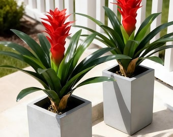 2 szt. sztuczne kwiaty bromelii, odporne na promieniowanie UV sztuczne rośliny do dekoracji wnętrz i na zewnątrz