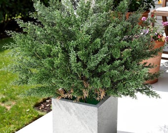 4 Bundles Artificial Cedar Stems | UV Resistant Faux Outdoor Greenery