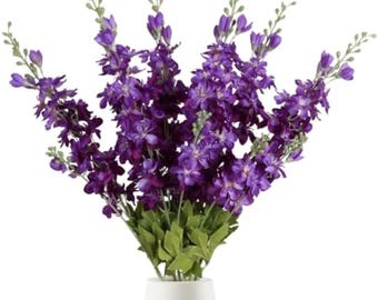 Purple Artificial Delphinium Flowers (6 Pcs) | 33" Long Stem Silk Larkspur