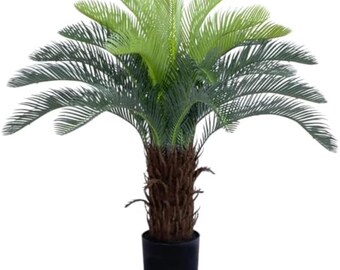 Artificial Sago Palm Tree 3ft | UV Resistant Faux Cycad Plant for Indoor & Outdoor Decor