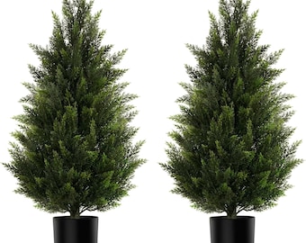 3-stopowe sztuczne drzewa cedrowe, 2 sztuki, dekoracja ganku z sosny topiary