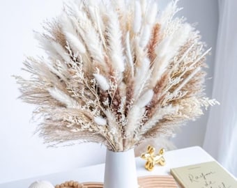 Bukiet z naturalnej suszonej trawy pampasowej (96 szt.) | Boho Home & Wedding Decor